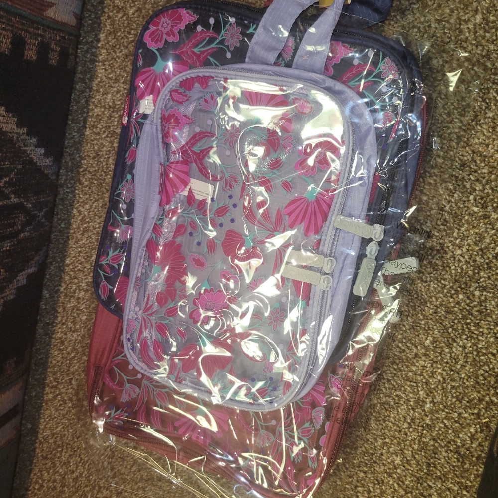MIAMICA 3-Piece Packing Cubes, Magenta Floral Design